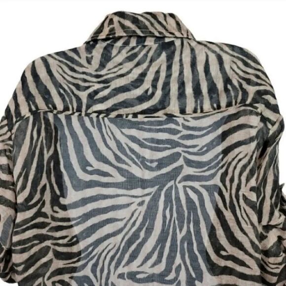 Zimmermann Corsage Safari Linen Silk Blend Animal Print Top Size 0/ US Size 4 - Picture 9 of 15